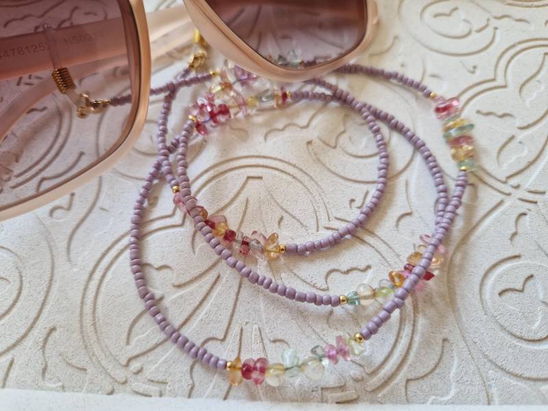 Purple Stone. Handmade Brillenkette. Lila Filigrane Brillenkette Mit Splittersteinen. Sommerliche von LibraHandmade