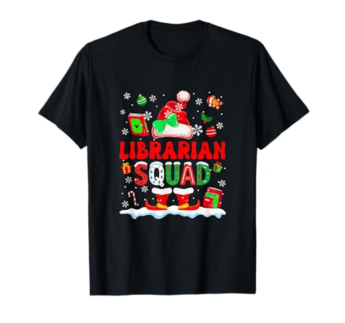 Librarian Squad Frauen Job Weihnachten Weihnachtsmann Kostüm Fliege T-Shirt Librarian Squad Frauen Job Weihnachten Weihnachtsmann Kostüm Fliege T-Shirt von Librarian Christmas Costume