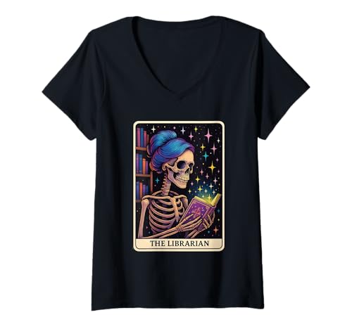 Damen Bibliothekar-Tarot T-Shirt mit V-Ausschnitt Damen Bibliothekar-Tarot T-Shirt mit V-Ausschnitt von Librarian Libary Job