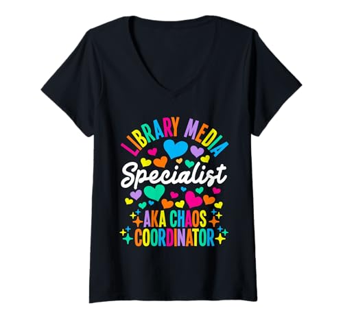 Damen Bibliotheksmedienspezialist Chaos-Bibliothek Medienspezialist T-Shirt mit V-Ausschnitt Damen Bibliotheksmedienspezialist Chaos-Bibliothek Medienspezialist T-Shirt mit V-Ausschnitt von Library Media Specialist Design For Librarians