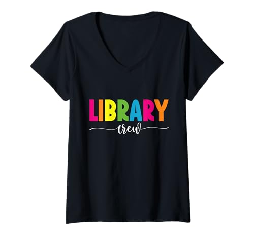 Damen Bibliotheksmedienspezialist Crew Bibliotheksmedienspezialist T-Shirt mit V-Ausschnitt von Library Media Specialist Outfit For Librarians