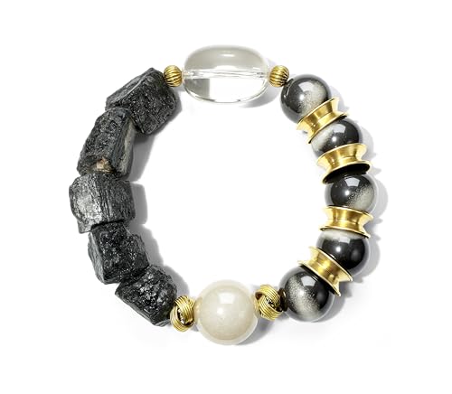 Licchily Natürliches Kristallarmband, handgefertigtes Bronzit Weißer Kristall, Edelstein Stretch Heilungsarmband Schmuck Meditation Heilung Positive Energie und Magnetfelder Unisex von Licchily