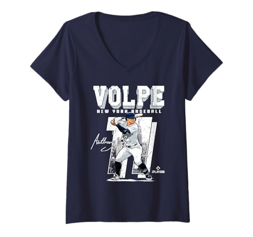 Damen Anthony Volpe | New York Y MLB Baseballspieler | MLBAVO201M T-Shirt mit V-Ausschnitt von License Champs