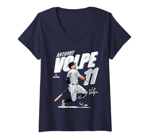 Damen Anthony Volpe | New York Y MLB Baseballspieler | MLBAVO204M T-Shirt mit V-Ausschnitt von License Champs