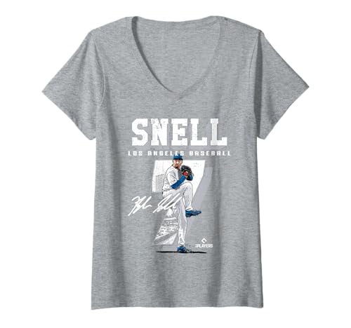 Damen Blake Snell | Los Angeles D MLB Baseballspieler | MLBBSN201M T-Shirt mit V-Ausschnitt von License Champs