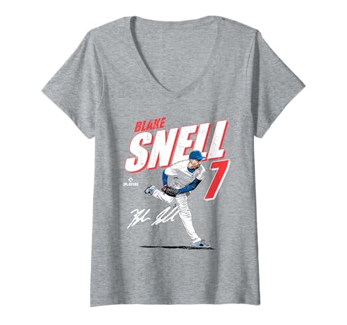 Damen Blake Snell | Los Angeles D MLB Baseballspieler | MLBBSN204M T-Shirt mit V-Ausschnitt von License Champs