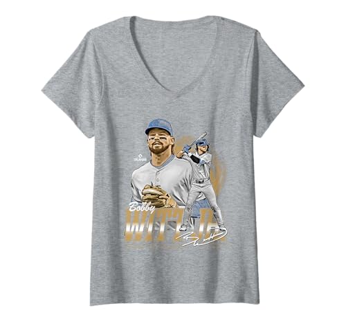 Damen Bobby WITT Jr. | Kansas City MLB Baseball Player | MLBBWI302N T-Shirt mit V-Ausschnitt von License Champs