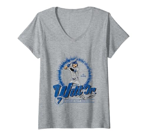 Damen Bobby WITT Jr. | Kansas City MLB Baseball Player | MLBBWI305N T-Shirt mit V-Ausschnitt von License Champs