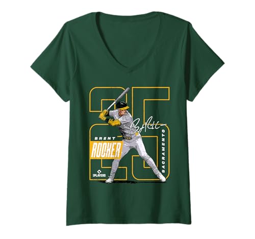 Damen Brent Rooker | Sacramento MLB Baseballspieler | MLBBRO202M T-Shirt mit V-Ausschnitt von License Champs