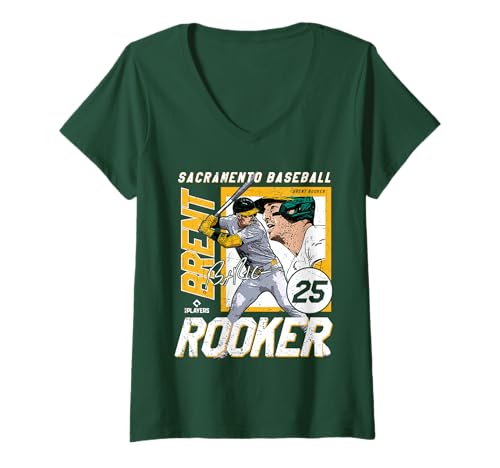 Damen Brent Rooker | Sacramento MLB Baseballspieler | MLBBRO203M T-Shirt mit V-Ausschnitt von License Champs