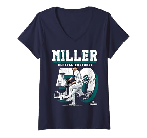 Damen Bryce Miller | Seattle MLB Baseballspieler | MLBBMI201M T-Shirt mit V-Ausschnitt von License Champs