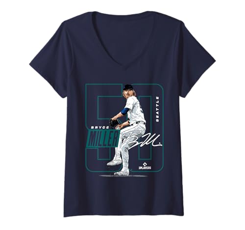 Damen Bryce Miller | Seattle MLB Baseballspieler | MLBBMI202M T-Shirt mit V-Ausschnitt von License Champs