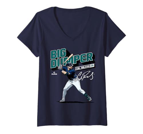 Damen Cal Raleigh | Seattle MLB Baseballspieler | MLBCRA205M T-Shirt mit V-Ausschnitt von License Champs