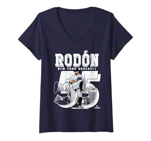 Damen Carlos Rodon | New York Y MLB Baseballspieler | MLBCRO201M T-Shirt mit V-Ausschnitt von License Champs