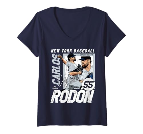 Damen Carlos Rodon | New York Y MLB Baseballspieler | MLBCRO203M T-Shirt mit V-Ausschnitt von License Champs