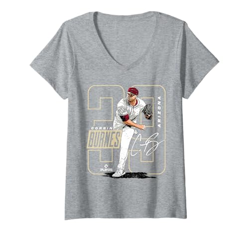 Damen Corbin Burnes | Arizona MLB Baseballspieler | MLBCB201M T-Shirt mit V-Ausschnitt von License Champs