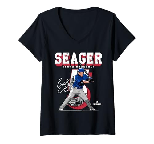 Damen Corey Seager | Texas MLB Baseballspieler | MLBCSE206M T-Shirt mit V-Ausschnitt von License Champs