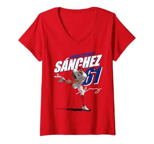 Damen Cristopher Sanchez | Philadelphia Profispieler | MLBCSA204M T-Shirt mit V-Ausschnitt von License Champs