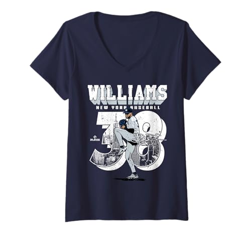 Damen Devin Williams | New York Y-MLB-Baseballspieler | MLBDWI201M T-Shirt mit V-Ausschnitt von License Champs