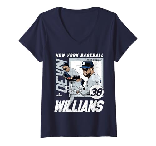 Damen Devin Williams | New York Y-MLB-Baseballspieler | MLBDWI203M T-Shirt mit V-Ausschnitt von License Champs