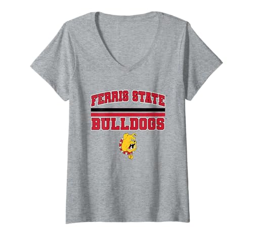 Damen Ferris State Bulldogs | Offizielle NCAA University | NAFPFER01 T-Shirt mit V-Ausschnitt von License Champs