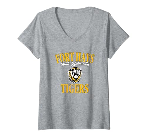 Damen Fort Hays State Tigers | Offizieller NCAA Merch | NAFPFHSU05 T-Shirt mit V-Ausschnitt von License Champs