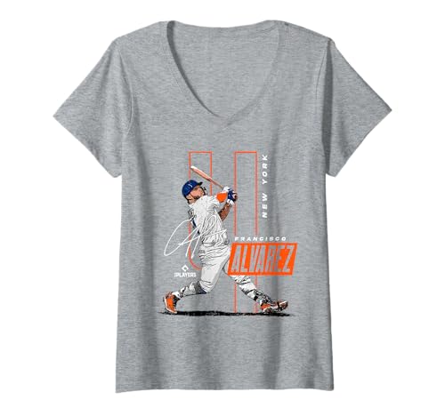 Damen Francisco Alvarez | New York M Baseballspieler | MLBFAL202M T-Shirt mit V-Ausschnitt von License Champs