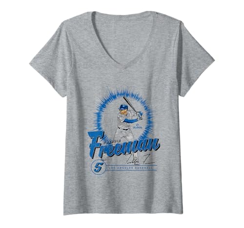 Damen Freddie Freeman | Los Angeles D Baseballspieler | MLBFFR305N T-Shirt mit V-Ausschnitt von License Champs