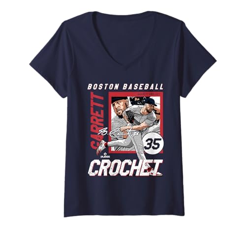 Damen Garrett Crochet | Boston Baseballspieler | MLBGCR203M T-Shirt mit V-Ausschnitt von License Champs