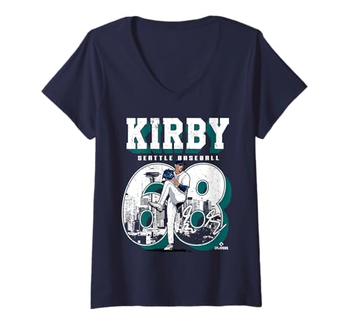 Damen George Kirby | Seattle MLB Baseballspieler | MLBGKI201M T-Shirt mit V-Ausschnitt von License Champs