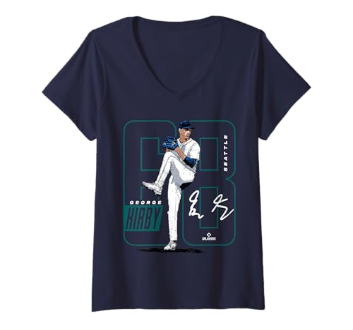 Damen George Kirby | Seattle MLB Baseballspieler | MLBGKI202M T-Shirt mit V-Ausschnitt von License Champs