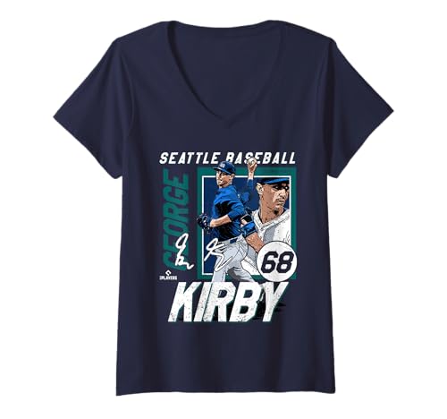 Damen George Kirby | Seattle MLB Baseballspieler | MLBGKI203M T-Shirt mit V-Ausschnitt von License Champs