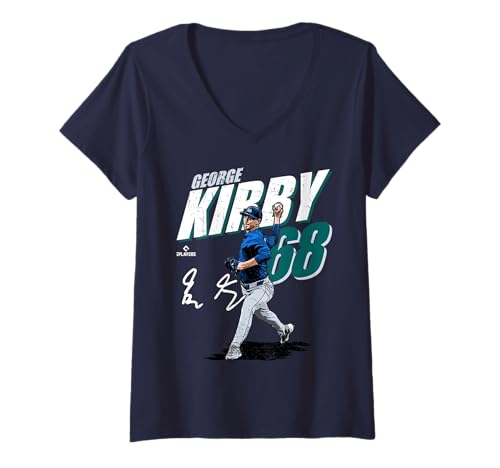 Damen George Kirby | Seattle MLB Baseballspieler | MLBGKI204M T-Shirt mit V-Ausschnitt von License Champs
