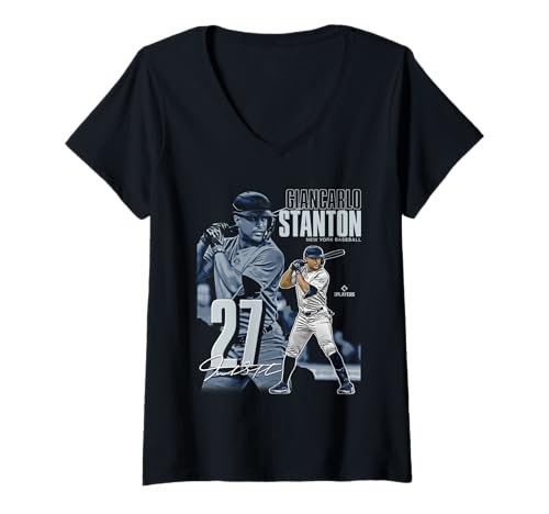 Damen Giancarlo Stanton | New York Y Baseball Player | MLBGST304N T-Shirt mit V-Ausschnitt von License Champs
