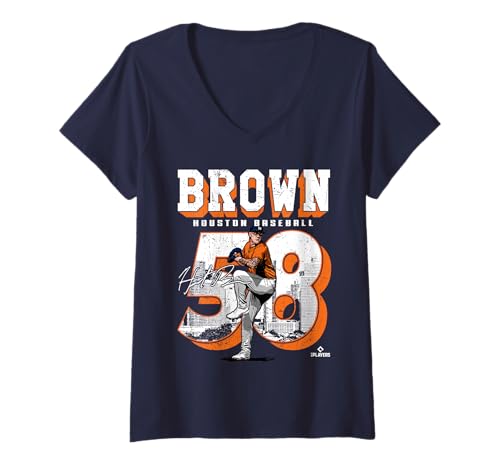 Damen Hunter Brown | Houston MLB Baseballspieler | MLBHBR201M T-Shirt mit V-Ausschnitt von License Champs