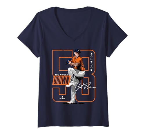 Damen Hunter Brown | Houston MLB Baseballspieler | MLBHBR202M T-Shirt mit V-Ausschnitt von License Champs