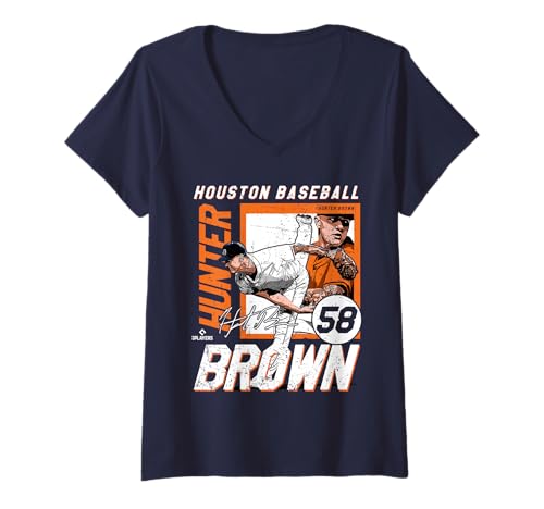 Damen Hunter Brown | Houston MLB Baseballspieler | MLBHBR203M T-Shirt mit V-Ausschnitt von License Champs