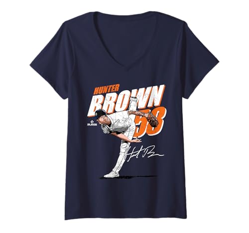 Damen Hunter Brown | Houston MLB Baseballspieler | MLBHBR204M T-Shirt mit V-Ausschnitt von License Champs