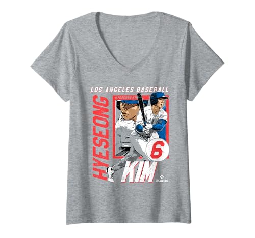 Damen Hyeseong Kim | Los Angeles D Baseballspieler | MLBHYK201M T-Shirt mit V-Ausschnitt von License Champs