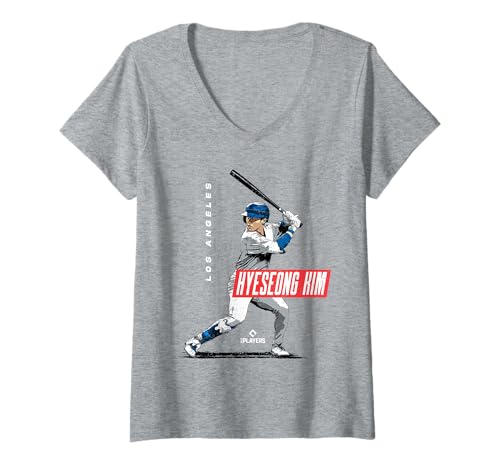 Damen Hyeseong Kim | Los Angeles D Baseballspieler | MLBHYK204M T-Shirt mit V-Ausschnitt von License Champs