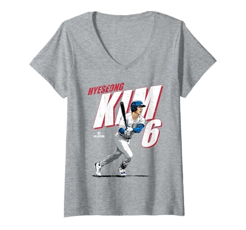 Damen Hyeseong Kim | Los Angeles D MLB Spieler | MLBHYK203M T-Shirt mit V-Ausschnitt von License Champs