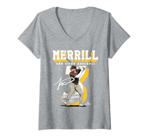 Damen Jackson Merrill | San Diego MLB Baseballspieler | MLBJME201M T-Shirt mit V-Ausschnitt von License Champs