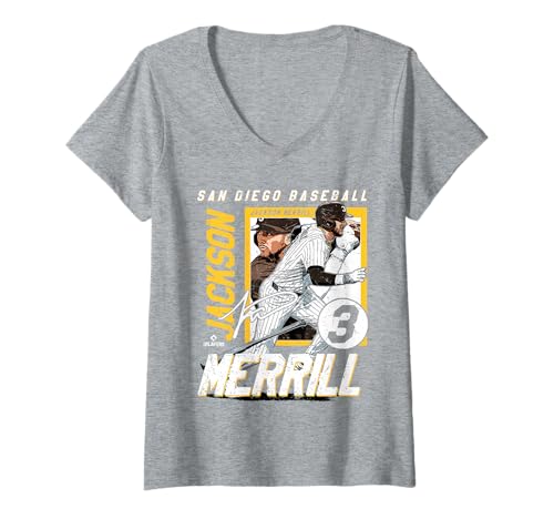 Damen Jackson Merrill | San Diego MLB Baseballspieler | MLBJME203M T-Shirt mit V-Ausschnitt von License Champs
