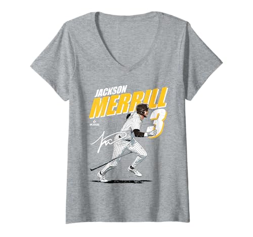 Damen Jackson Merrill | San Diego MLB Baseballspieler | MLBJME204M T-Shirt mit V-Ausschnitt von License Champs