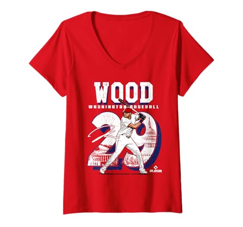 Damen James Wood MLB-Baseballspieler Washington MLBJWO201M T-Shirt mit V-Ausschnitt von License Champs