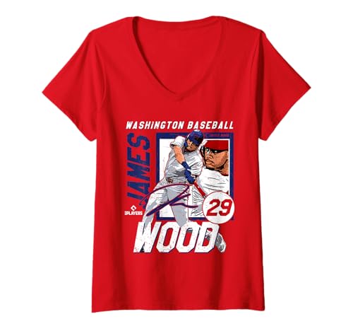 Damen James Wood MLB-Baseballspieler Washington MLBJWO203M T-Shirt mit V-Ausschnitt von License Champs