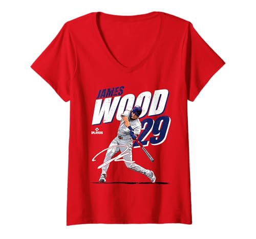 Damen James Wood MLB-Baseballspieler Washington MLBJWO204M T-Shirt mit V-Ausschnitt von License Champs
