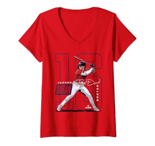 Damen Jarren Duran | Boston MLB Baseballspieler | MLBJDU202M T-Shirt mit V-Ausschnitt von License Champs