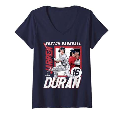 Damen Jarren Duran | Boston MLB Baseballspieler | MLBJDU203M T-Shirt mit V-Ausschnitt von License Champs
