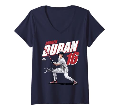 Damen Jarren Duran | Boston MLB Baseballspieler | MLBJDU204M T-Shirt mit V-Ausschnitt von License Champs